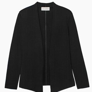 M.M. LaFleur Woolf Black Stretch Knit Open Blazer Jacket Cardigan Jardigan Sz L